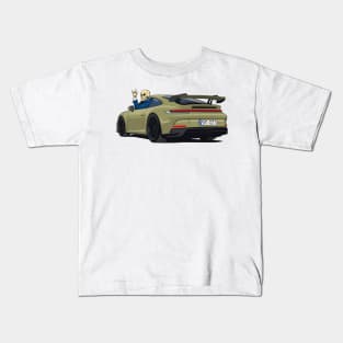 car 911 GT3 skull metal hands dark green Kids T-Shirt